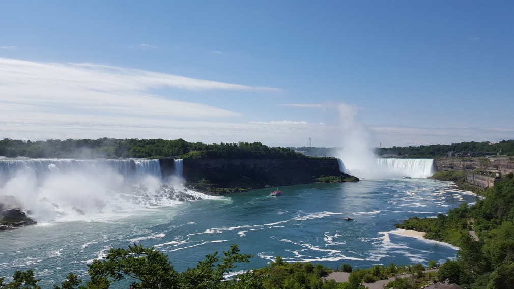 Die amerikanischen (links) und kanadischen (rechts) Niagarafälle